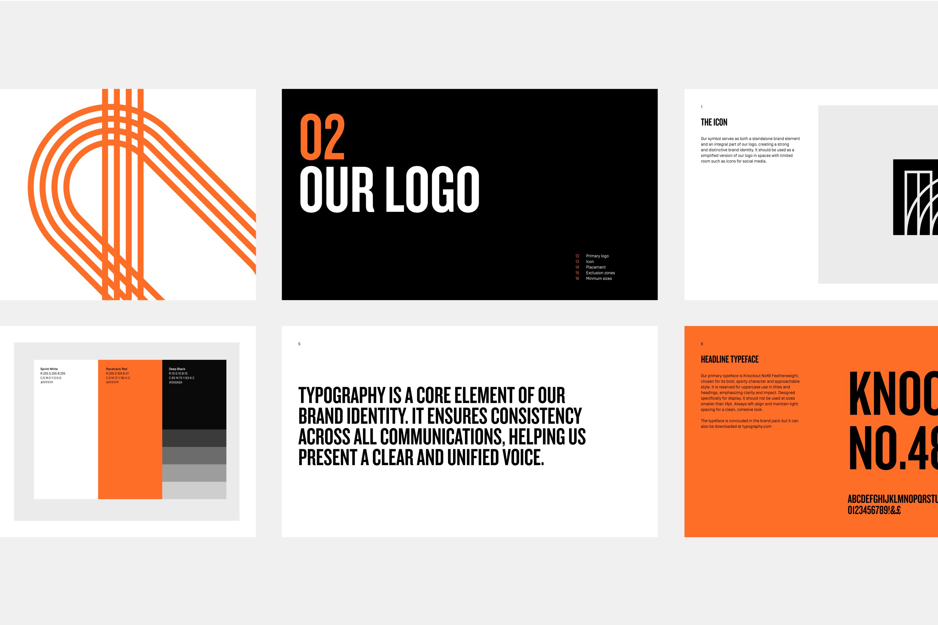 Brand guidelines for The Running Charity, designed by Extract Studio