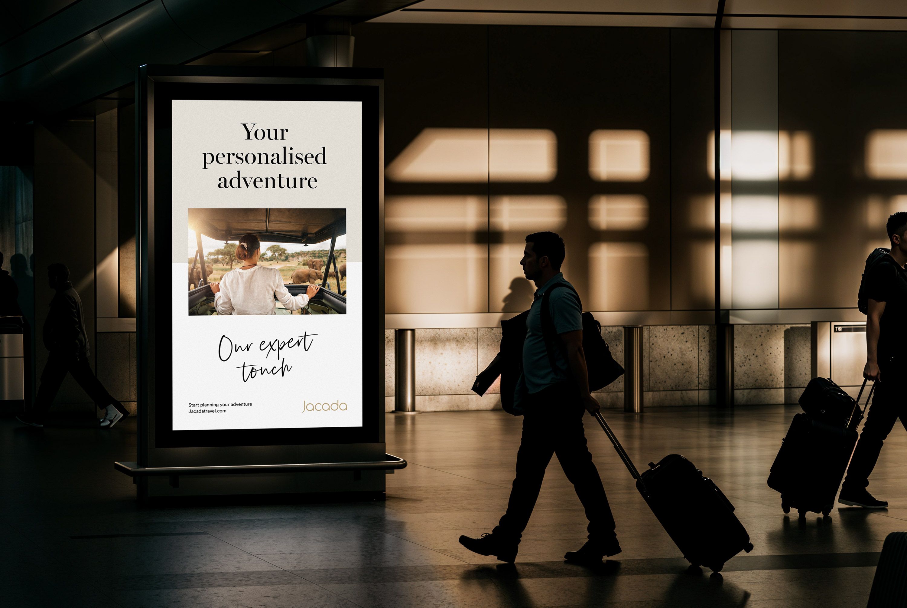 Outdoor poster for Jacada Travel featuring the message Your personalised adventure, our expert touch