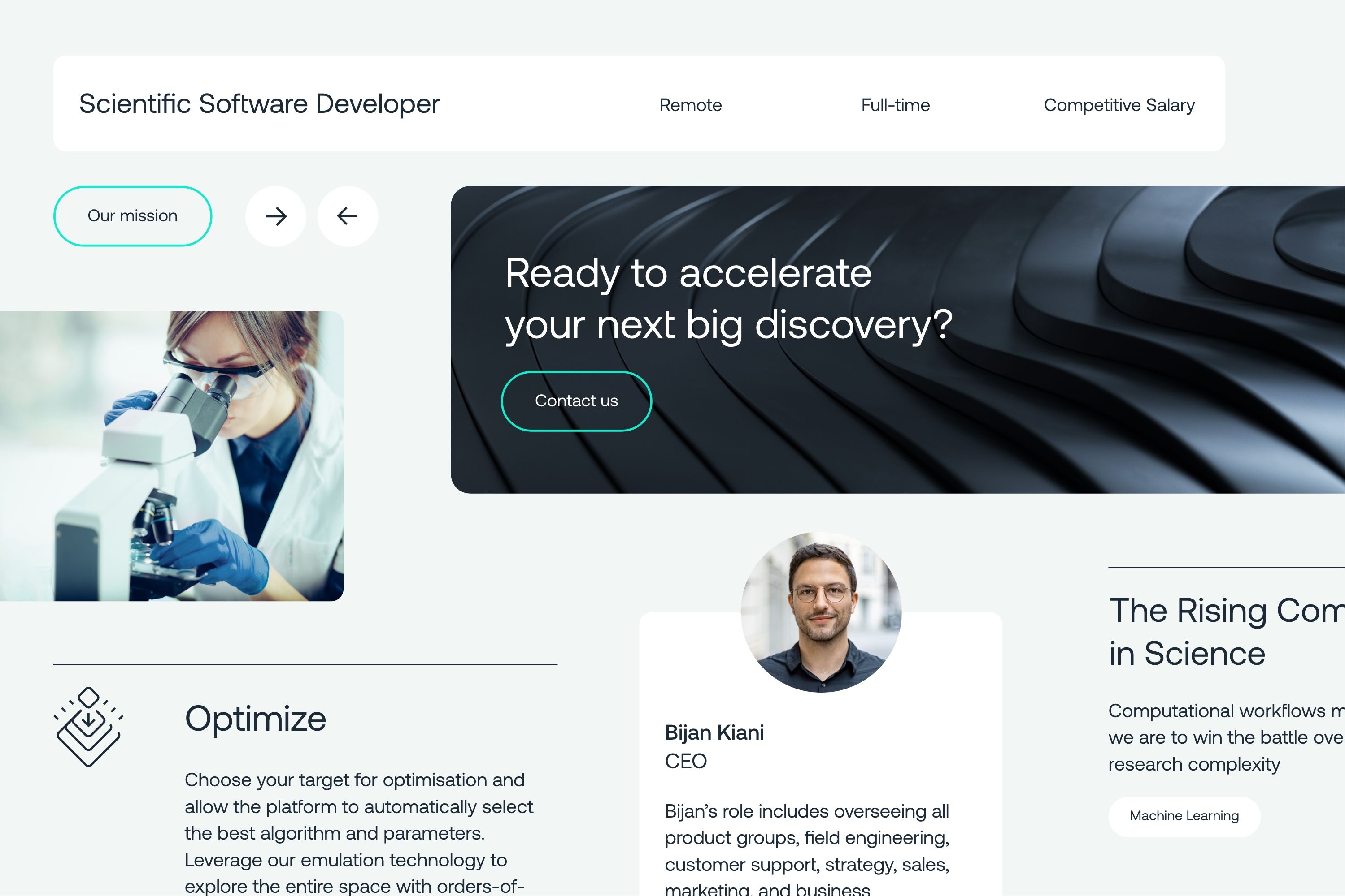 Details of the UI from the Machine Discovery website.