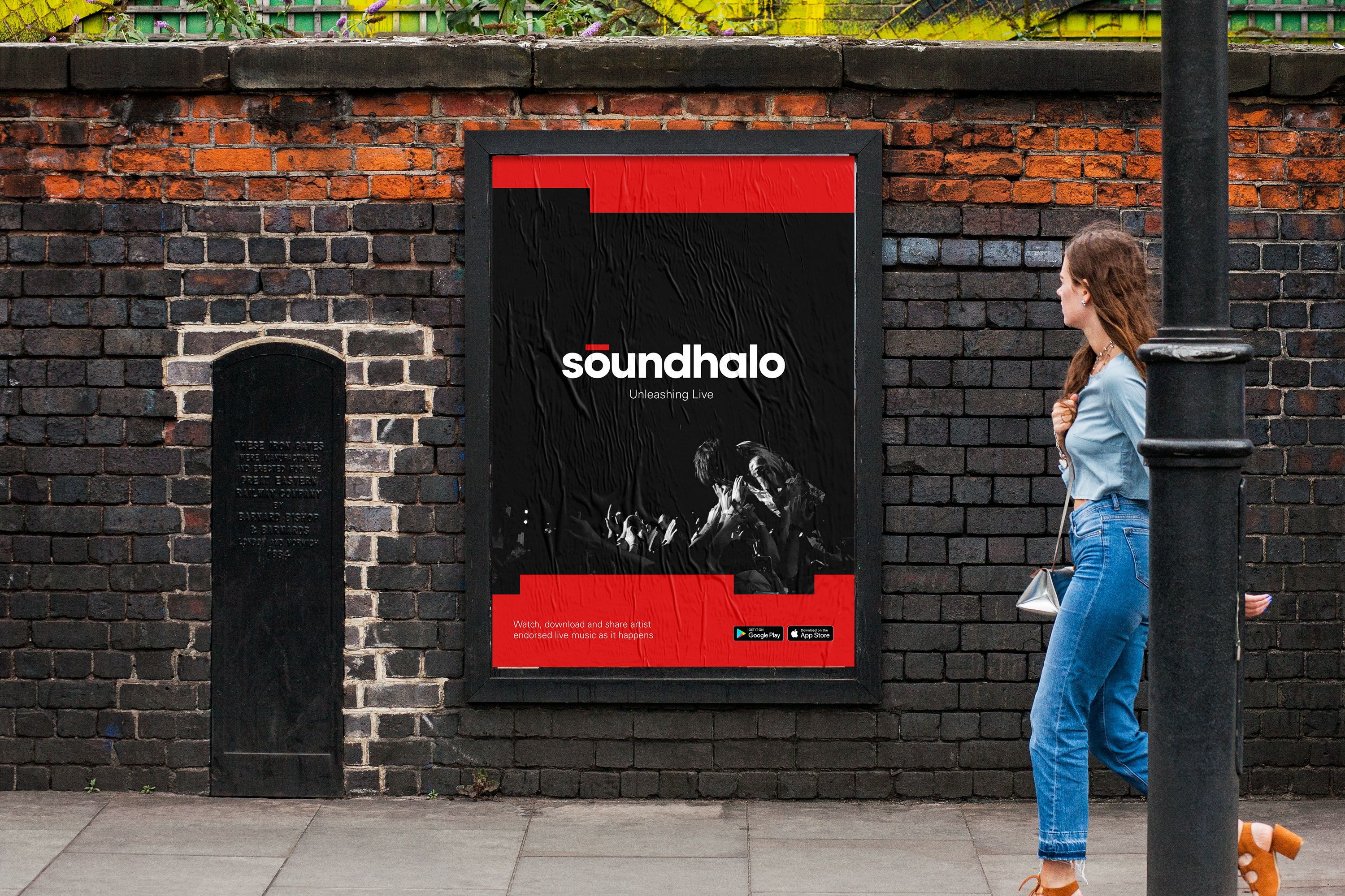OOH Poster showcasing the Soundhalo brand identity