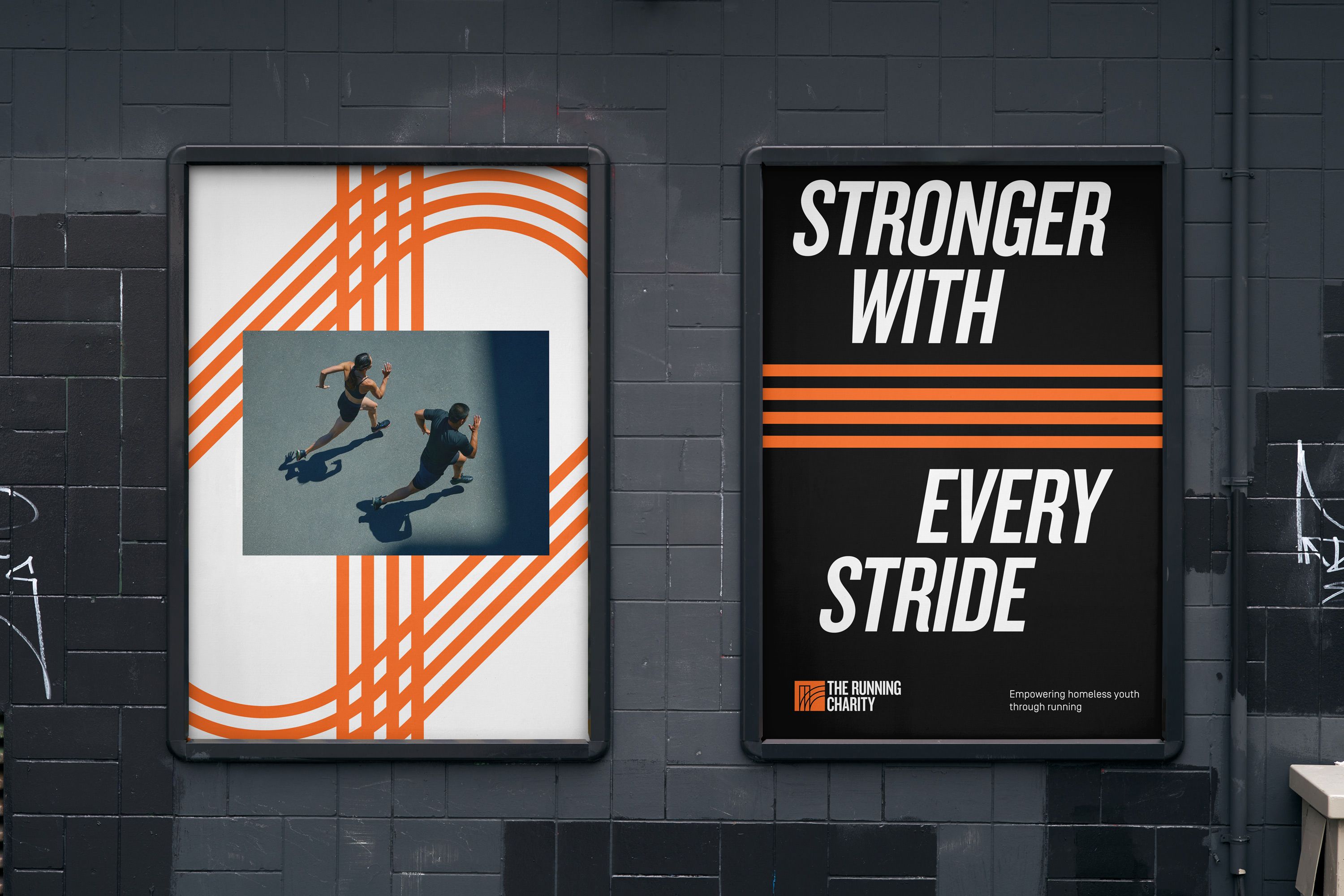 Out of home advertising for The Running Charity, designed by Extract