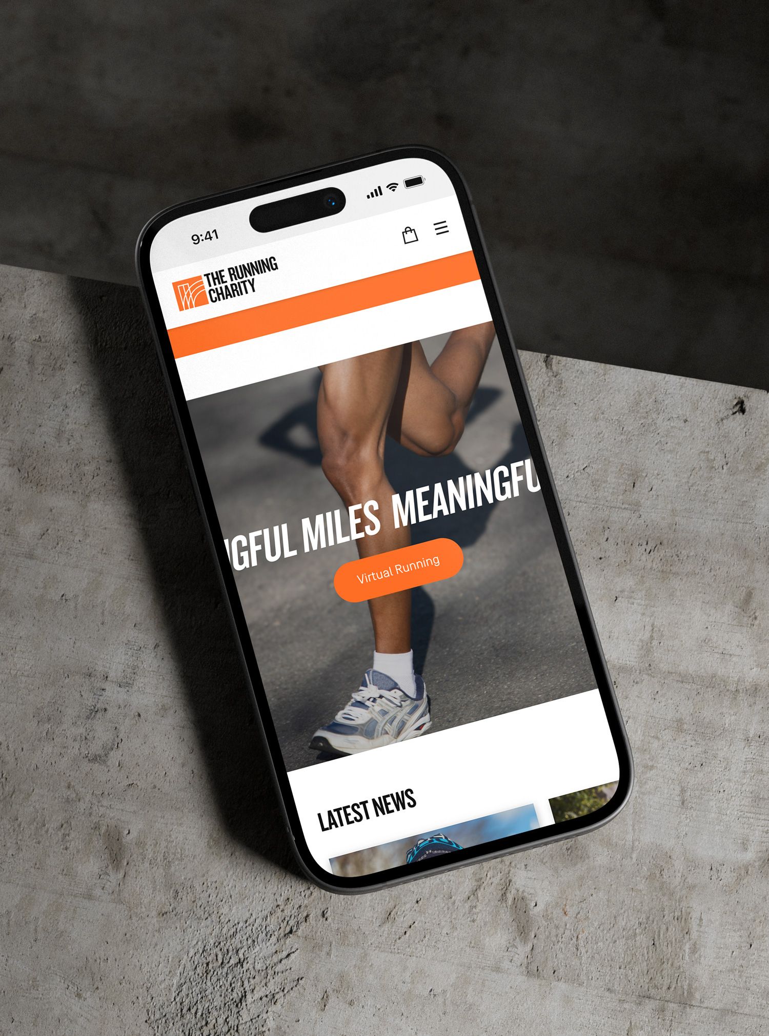 Mobile website design for The Running Charity