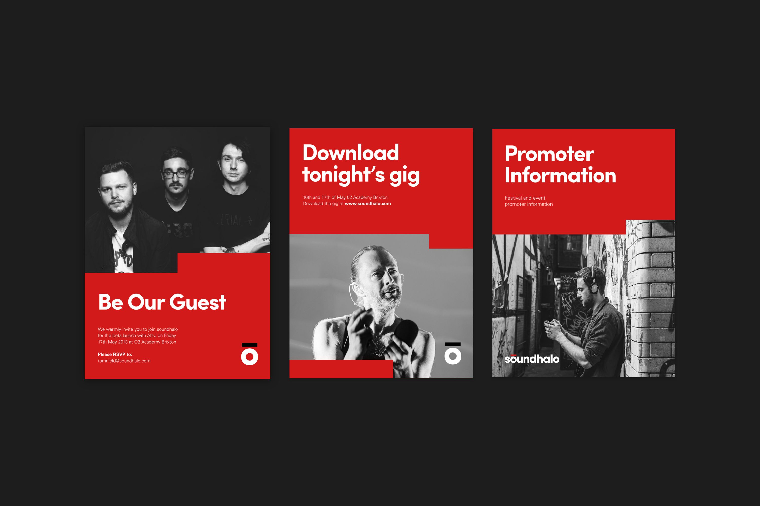 Designs showing the Soundhalo brand