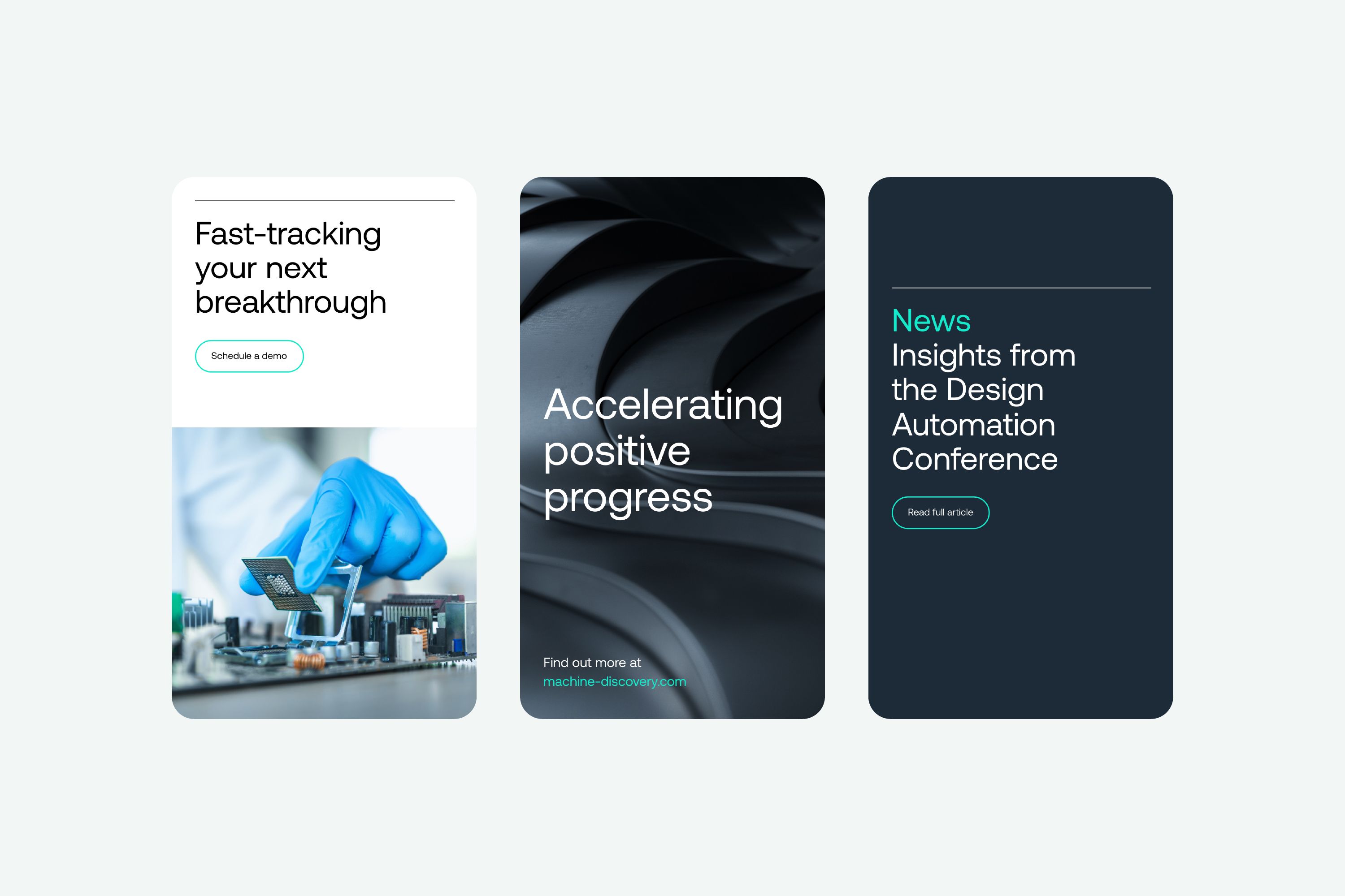 Instagram stories showcasing the Machine Discovery brand.