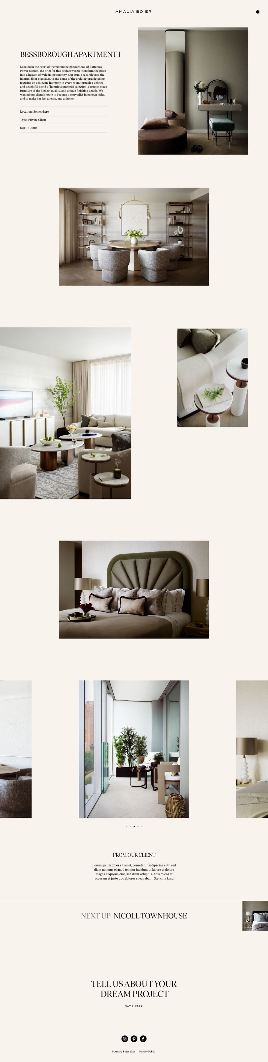Brand & website for interior designer Amalia Boier | Extract Studio